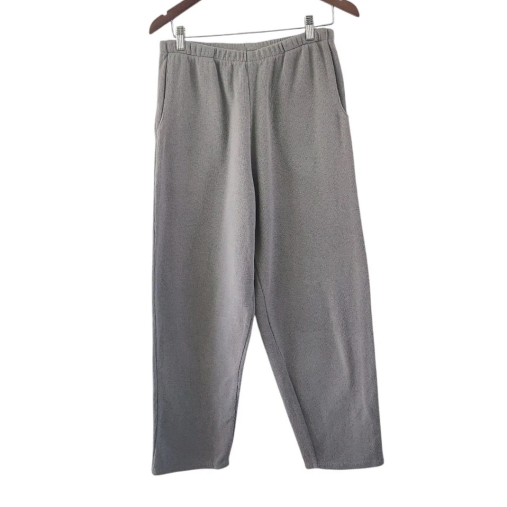 F.H. Clothing Taupe Ribbed Cotton Pull On Lantern Cut Pants Pockets Size Large